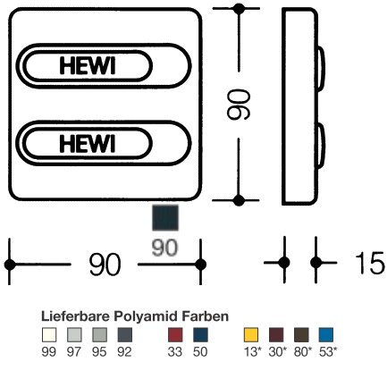 HEWI 685.1.21 90 Polyamid Klingelplatte mit zweifach Tasten tiefschwarz